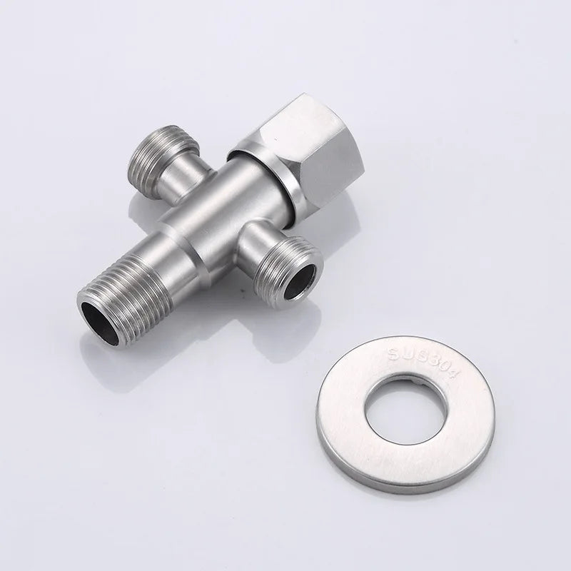 Stainless Steel Two-Way Angle Valve G1/2 Thread Faucet Fitting Plumbing Angle Valve Richie's