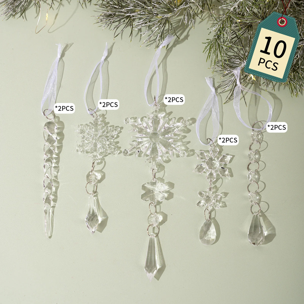 10pcs Acrylic Fake Ice Cone Snowflake Christmas Decorations Christmas Ornaments Richie's
