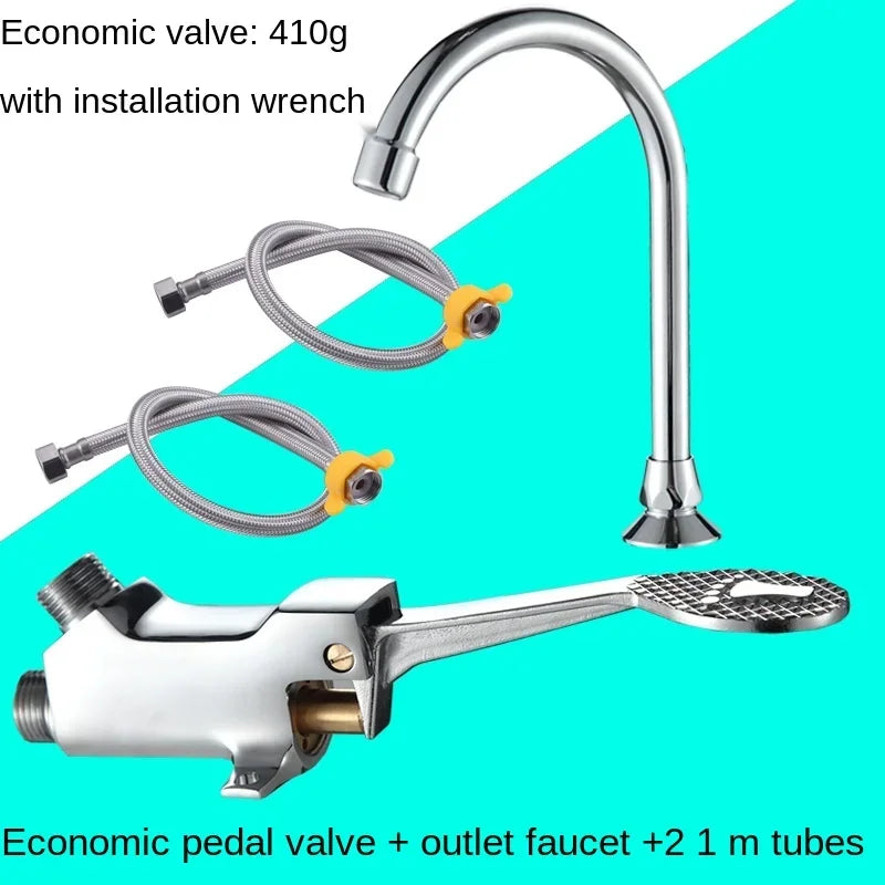 Brass Foot-Operated Faucet – Hands-Free Single Cold Basin Tap Foot-Operated Faucet Richie's Foot faucet 100CM