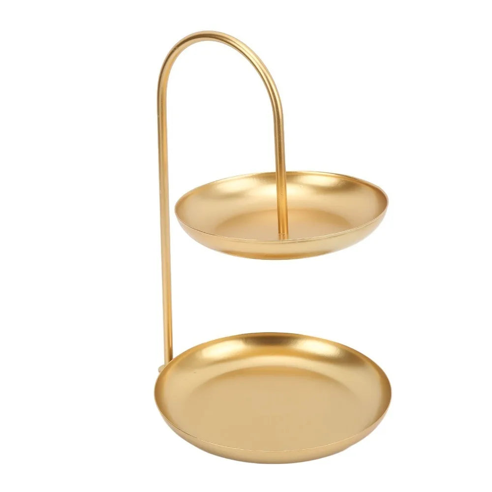 2-Tier Gold Fruit Serving Tray Iron Dessert Rack Stand Tiered Serving Tray Richie's Light Grey