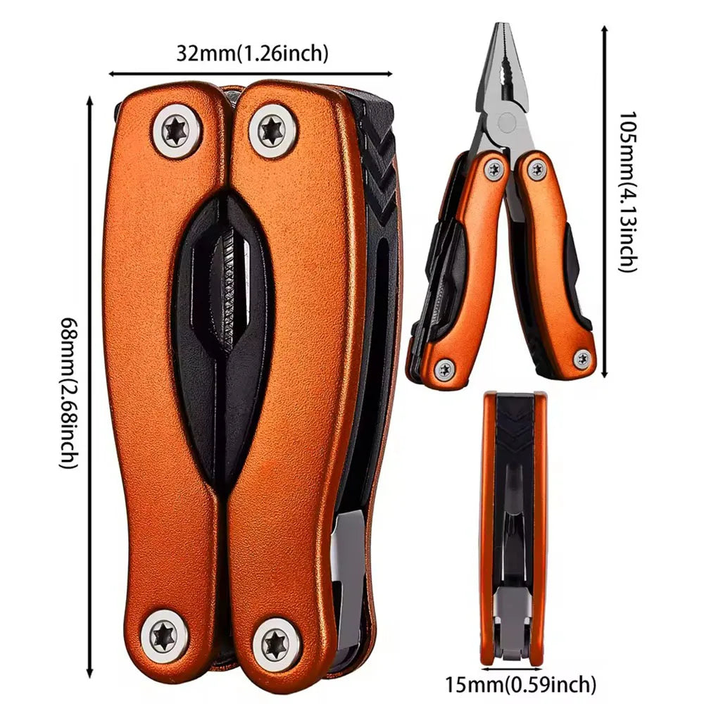 Folding Multi-Tool Pliers – Stainless Steel Camping Survival Kit Multi-Tool Pliers Richie's Orange Small 4 inches