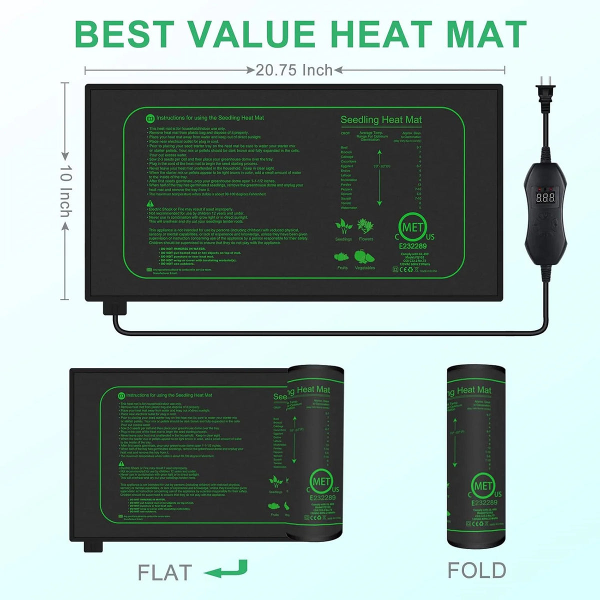 Seedling Heat Mat with Digital Thermostat – Germination Pad Seedling Heat Mat Richie's