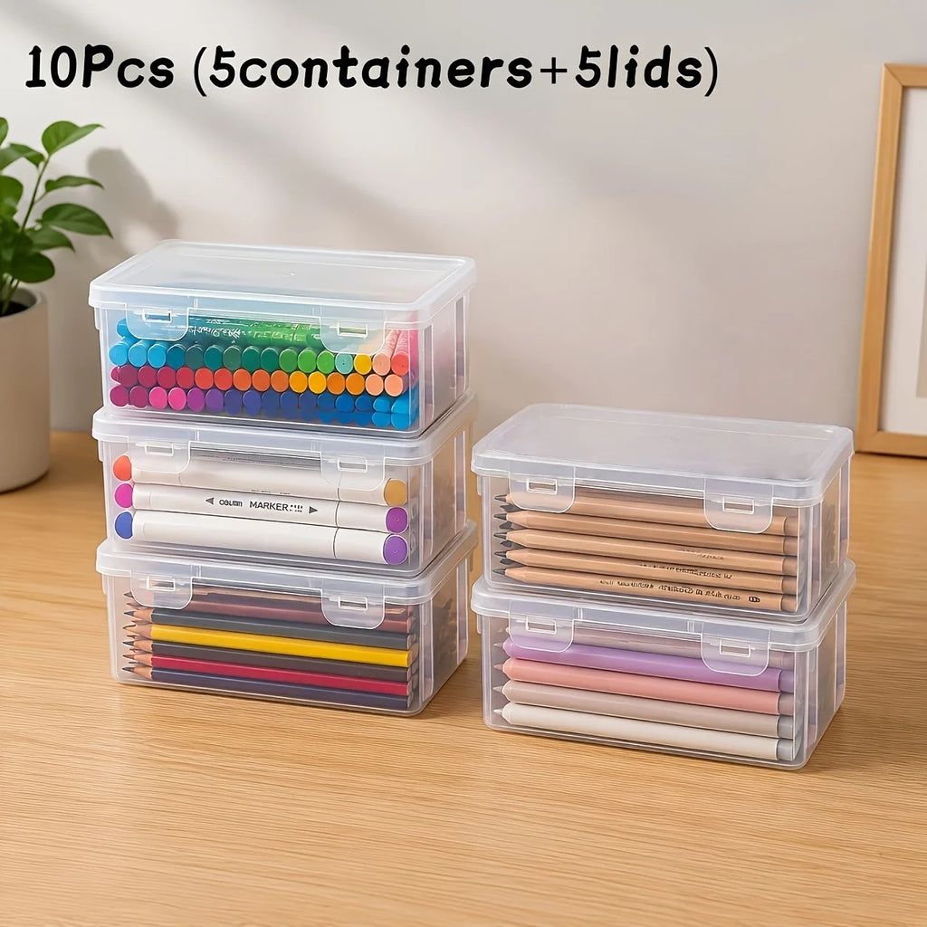 5-Pack Large Transparent Stackable Storage Boxes with Lids Storage Container Set Richie's