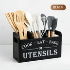 Rustic Wooden Kitchen Utensil Holder – 3-Compartment Organizer Utensil Holder Richie's