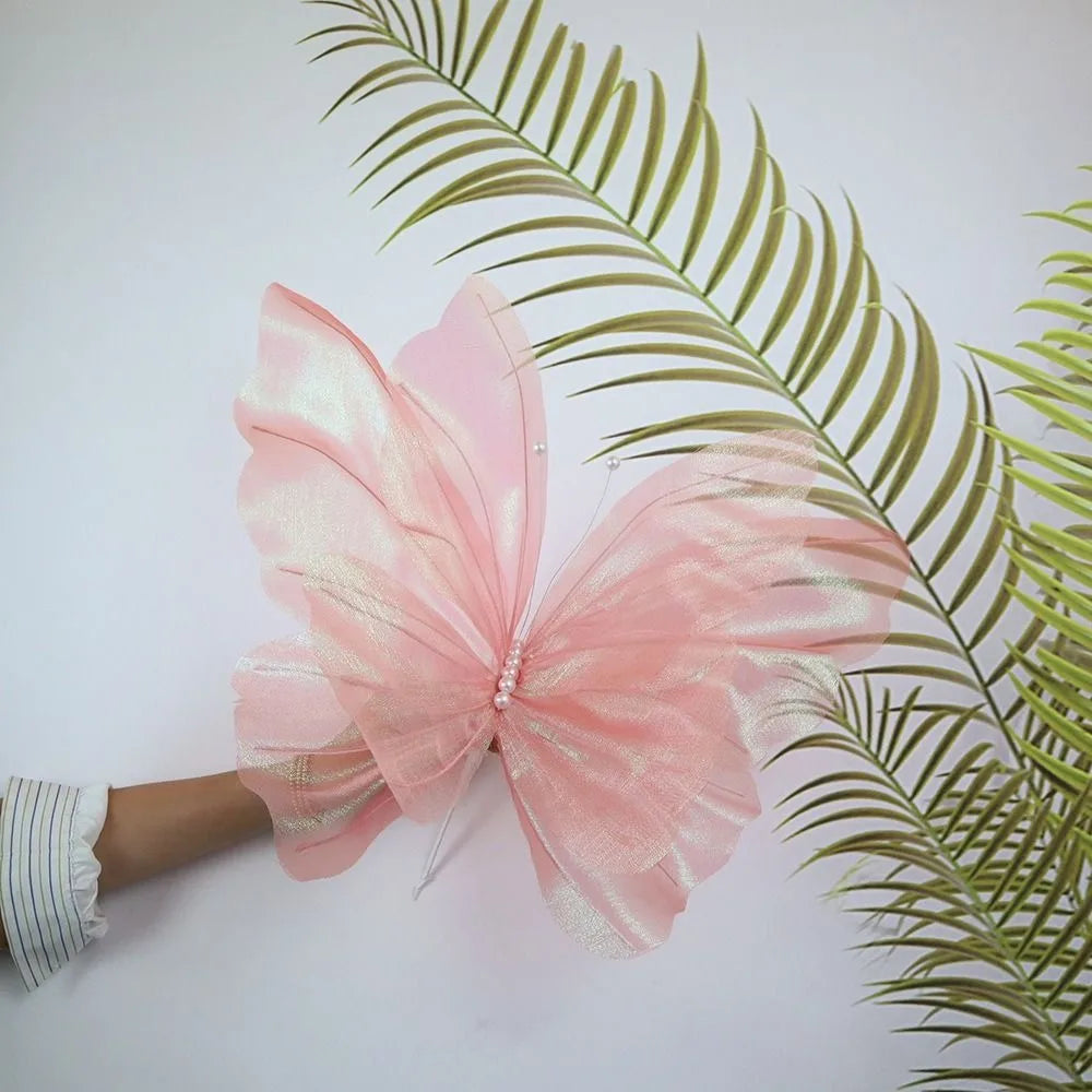 50cm Giant 3D Silk Gauze Artificial Butterfly Wedding Decor Party Decoration Prop Richie's pink-style1