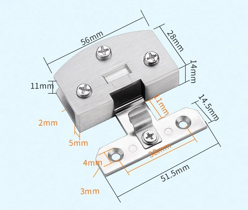 Punch-Free Cabinet Glass Hinge Clamp – Zinc Alloy Door Hinge Cabinet Glass Hinge Richie's Large silver