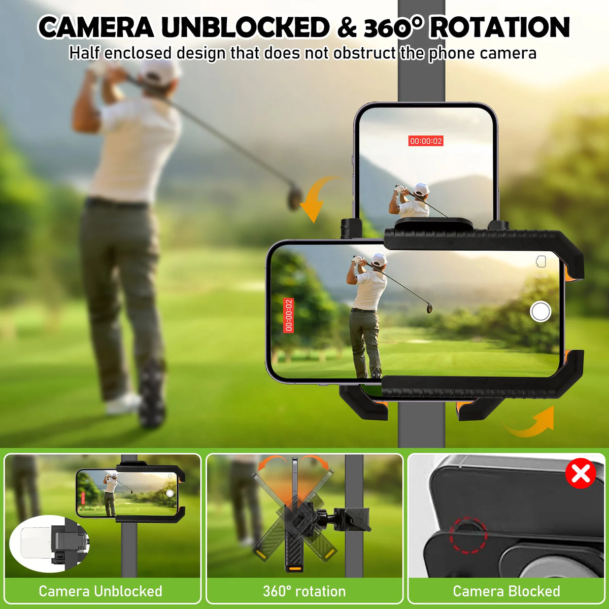 Golf Cart Phone Holder – Tool-Free Anti-Shake Universal Mount Phone Handlebar Mount Richie's