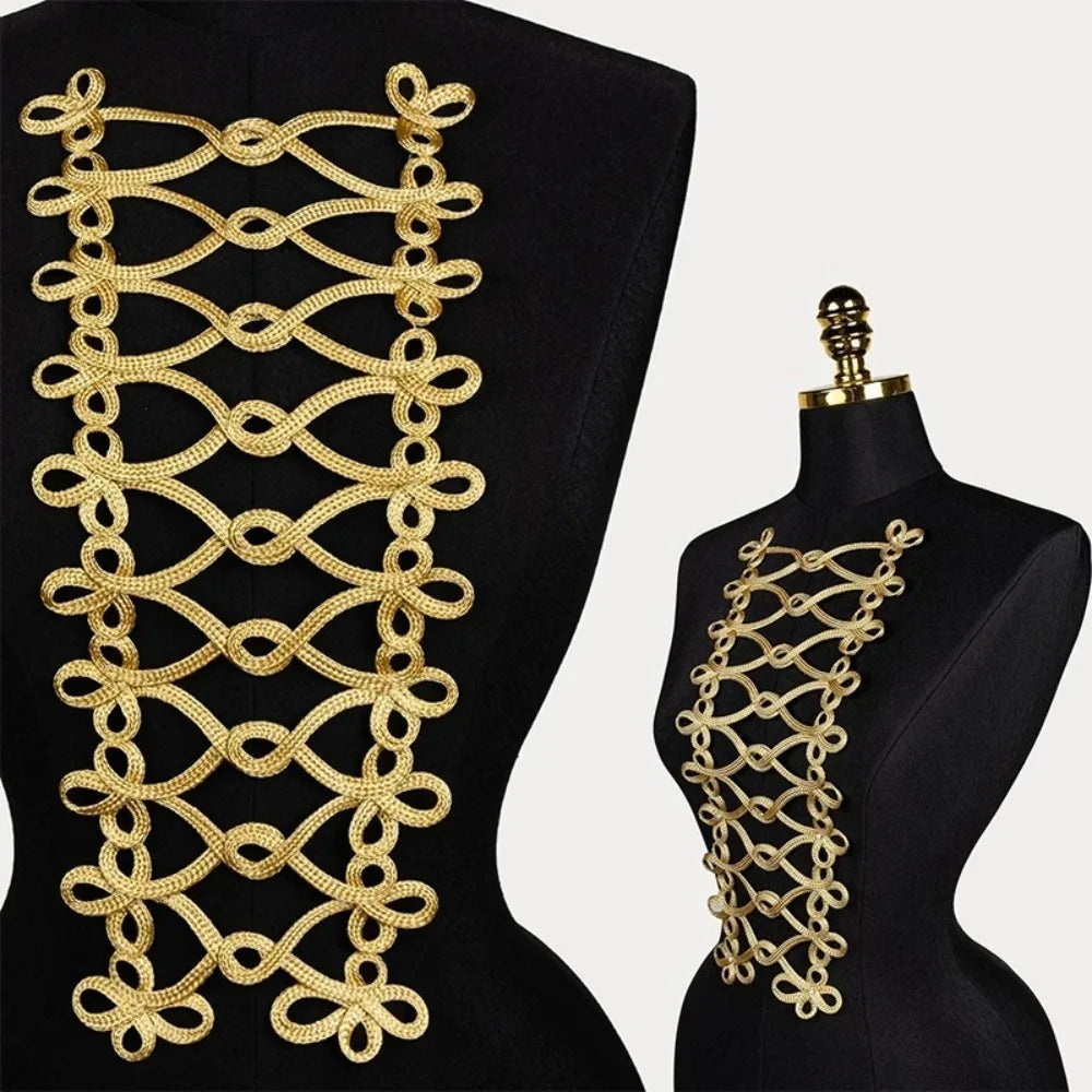 Handmade Gold Cord Baroque Applique Patch – Large Uniform Style Clothing Applique Patch Richie's D Gold L
