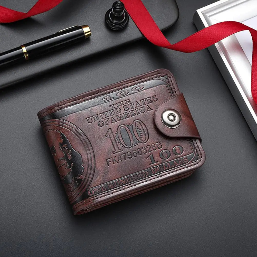 Men's 100 Dollar Bill Embossed PU Leather Wallet Men's Wallet Richie's