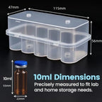 10-Slot Vial Storage Case Clear Stackable Freezer Tube Box Vial Storage Box Richie's