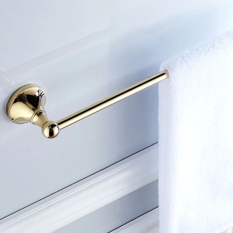 Wall Mounted Brass Towel Bar with Hook 60cm – Chrome/Gold Towel Bar Rack Richie's