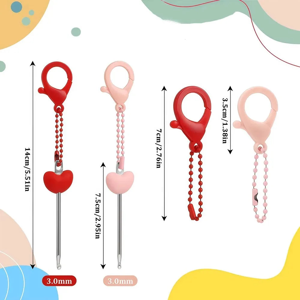 3-Piece Mini Crochet Hook Keychain Set | Heart Handle Crochet Hook Set Richie's