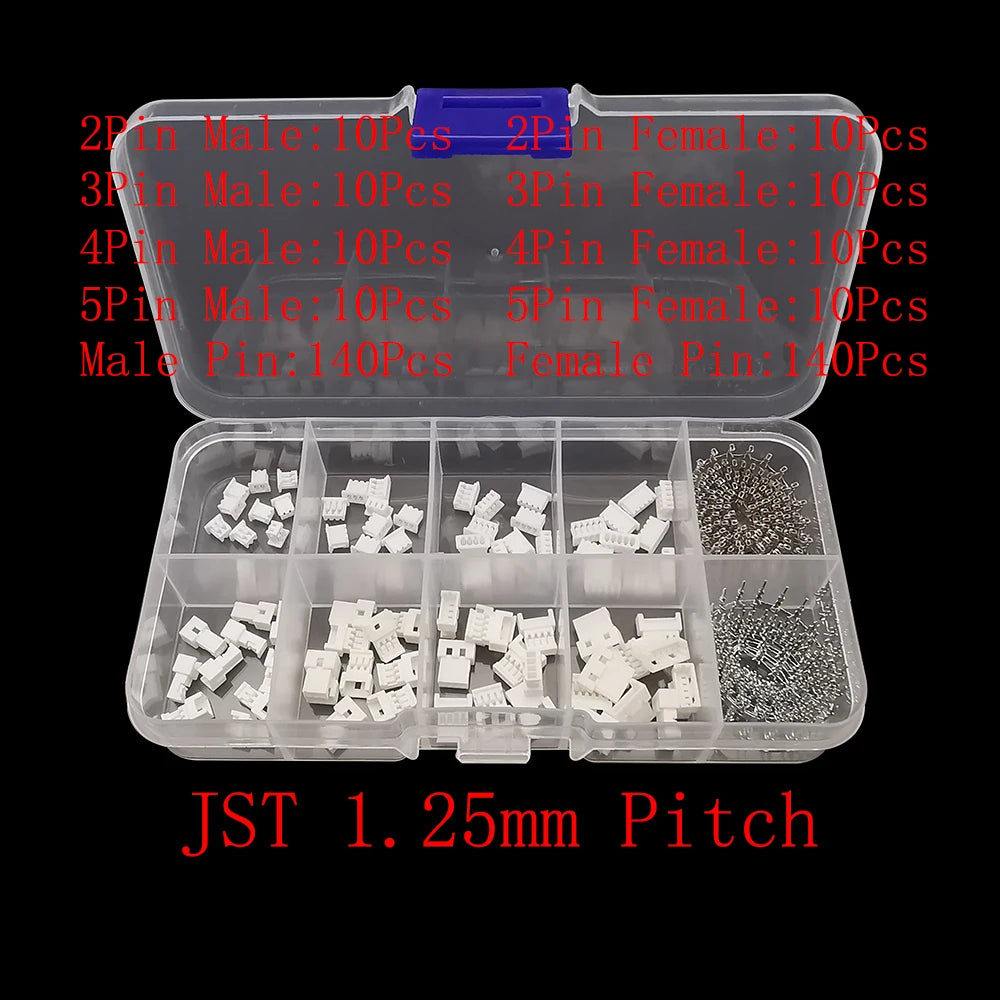 JST Connector Kit – Multi-Pitch Male & Female Housing Terminal Set Connector Terminal Kit Richie's JST 1.25mm 40Sets