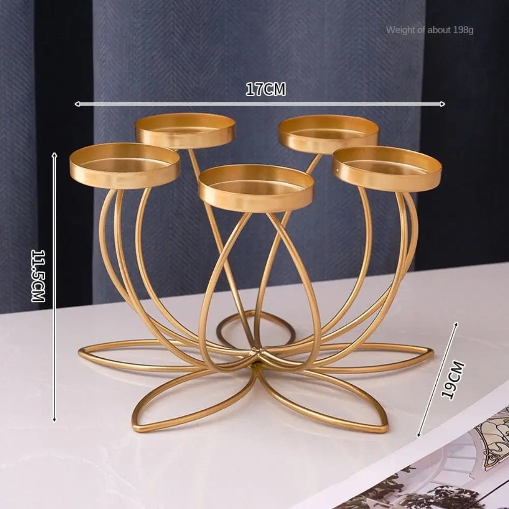 Modern Iron Candlestick Holder – Retro Gold & Black Table Decor Candlestick Holder Richie's Gold-5 Head