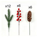 24pcs Artificial Pine, Pinecone & Red Berry Christmas Bouquet Christmas Decor Set Richie's 24pcs mixed