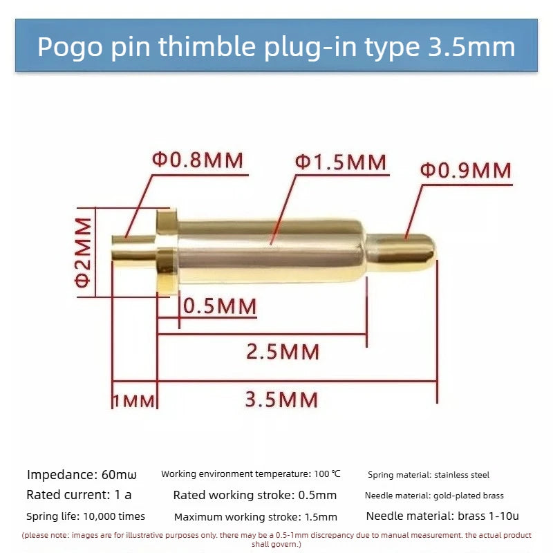 DIP SMD Double Spring PCB Pogo Pin Connectors 20/50/100 Pcs