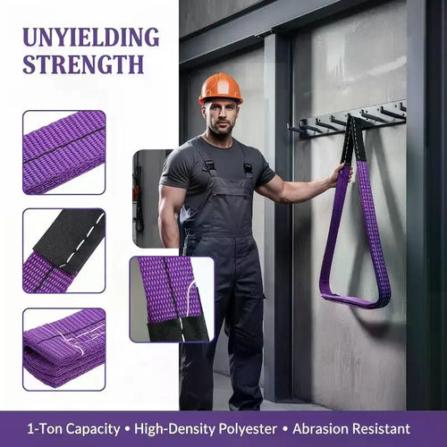 1-Ton Heavy Duty Flat Lift Sling Strap – Double Buckle Lifting Sling Strap Richie's