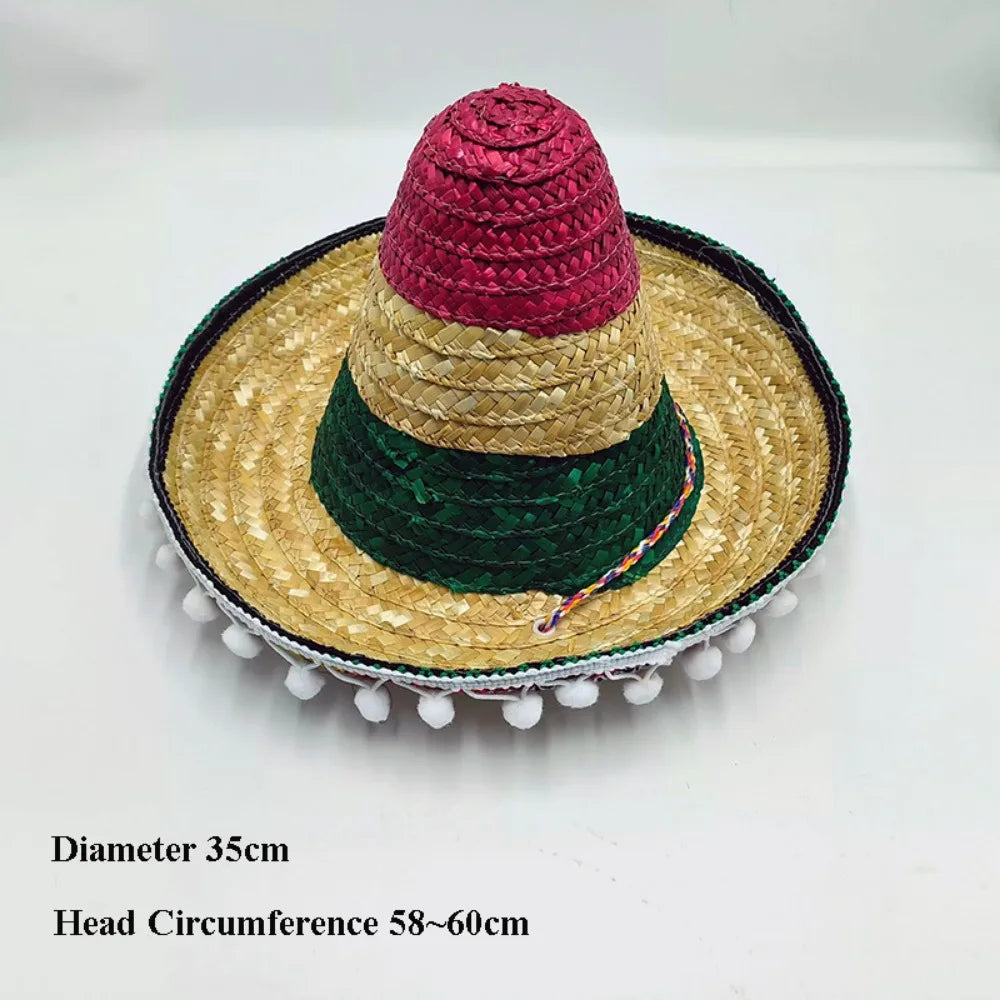 Unisex Mexican Straw Hat – Wide Brim Sun Protection Beach Hat Straw Sun Hat Richie's 1