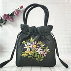 Women Embroidery Flower Cosmetic Bag – Ethnic Mini Purse & Pouch Cosmetic Pouch Richie's Black