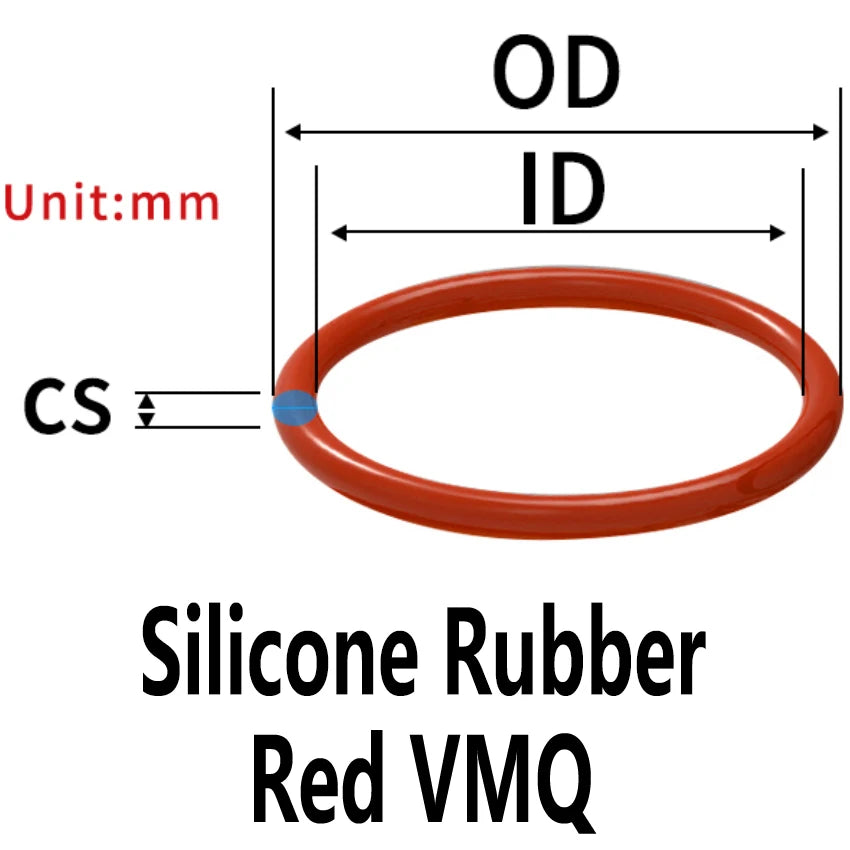 CS 2.4mm O-Rings EPDM NBR VMQ FKM Rubber Seals Gaskets 6–41mm Rubber O-Ring Seals Richie's China Mainland 30pieces per bag VMQ-Red|OD9xID4.2xCS2.4mm