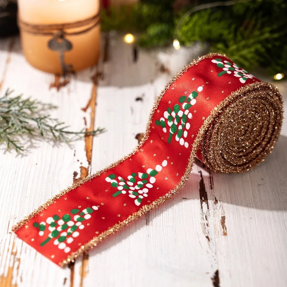 Gold Christmas Tree Ribbon – DIY Fabric Bow & Swirl Décor Christmas Ribbon Richie's Red