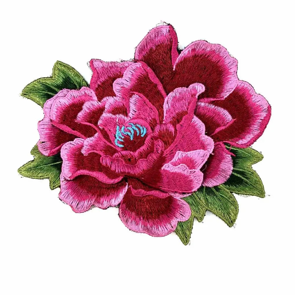 3D Peony Embroidery Patch Ethnic Floral Sew-On Appliqué Embroidery Patch Richie's