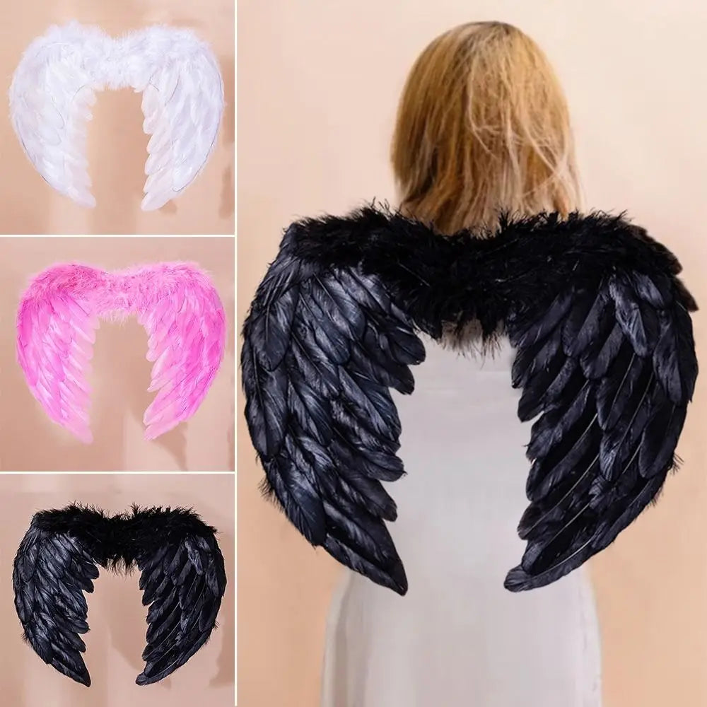 Handmade Feather Angel Wings Cosplay Party Props – Black White Pink Costume Angel Wings Richie's