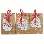 12 Christmas Kraft Paper Gift Bags with Tags & Ribbon Christmas Gift Bags Richie's