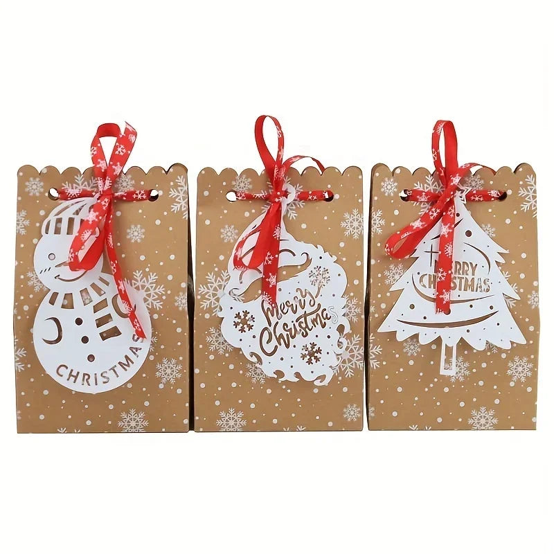 12 Christmas Kraft Paper Gift Bags with Tags & Ribbon Christmas Gift Bags Richie's