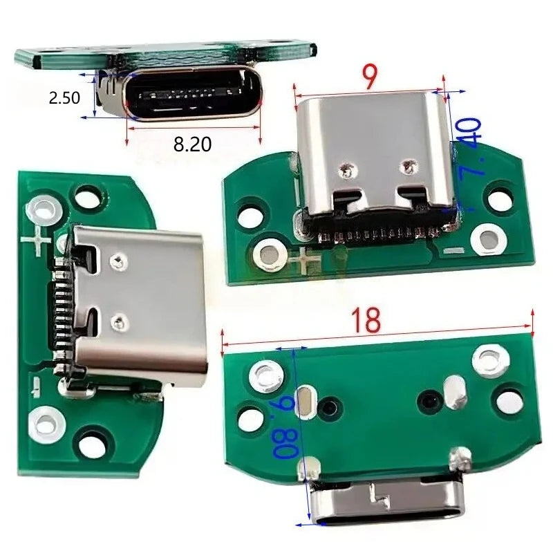 USB 3.1 Type-C 16-Pin PCB Test Adapter Connector Socket USB-C PCB Adapter Richie's I 5Pcs