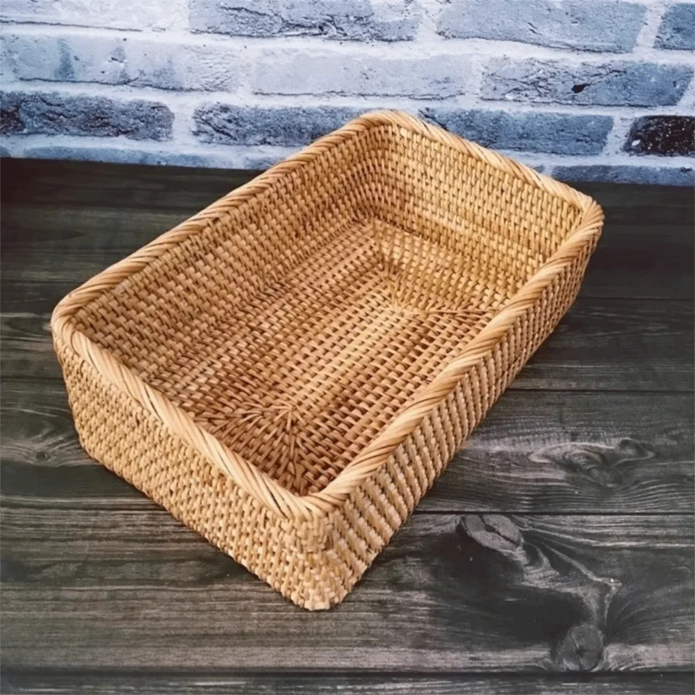 Handwoven Rattan Storage Basket | Desktop & Kitchen Organizer Rattan Storage Basket Richie's L