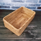 Handwoven Rattan Storage Basket | Desktop & Kitchen Organizer Rattan Storage Basket Richie's L