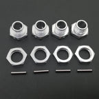 Kande 4pcs M17 17mm Aluminum Hex Hub Adapter Nut Dust Cover RC Car Wheel Adapter Richie's Silver 4PCS
