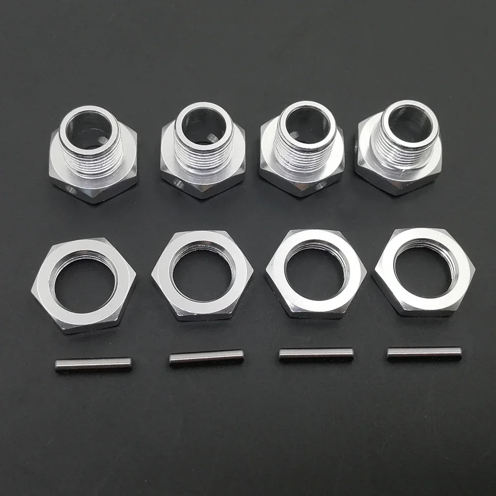 Kande 4pcs M17 17mm Aluminum Hex Hub Adapter Nut Dust Cover RC Car Wheel Adapter Richie's Silver 4PCS