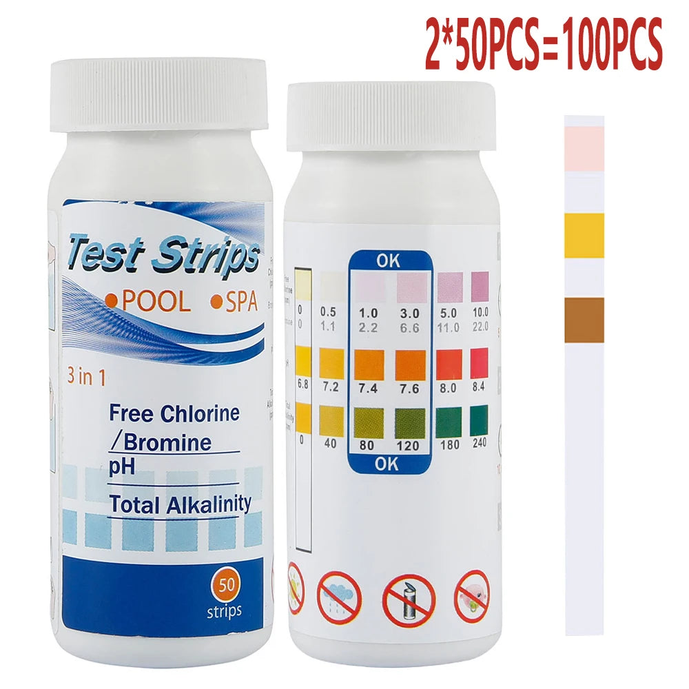 100pcs Aquarium Test Strips 7-in-1 Fish Tank Water Quality Kit Aquarium Test Strips Richie's 3 in 1 Without pipe