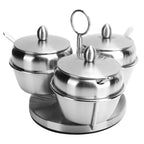 304 Stainless Steel Seasoning Pot Set | Rotating Rack & Spoons Seasoning Pot Set Richie's