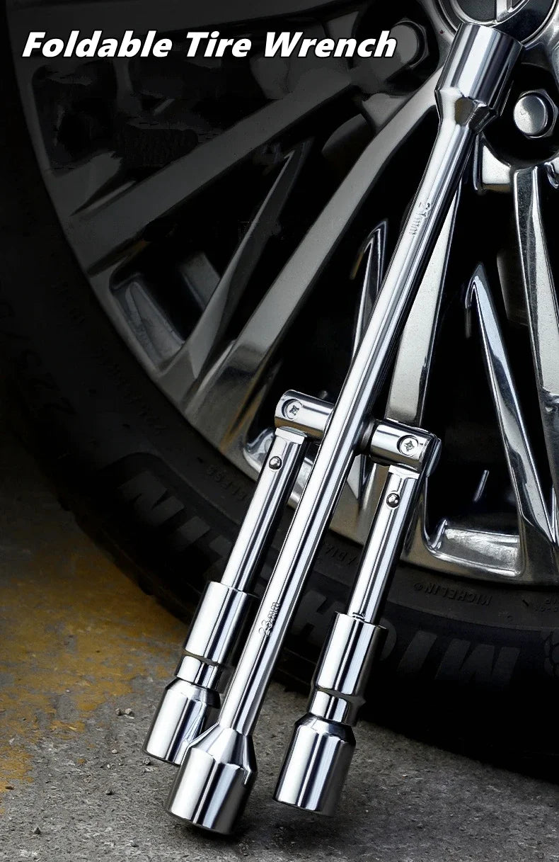 Folding Cross Lug Wrench 17-23mm Adjustable Socket Spanner Lug Wrench Tool Richie's