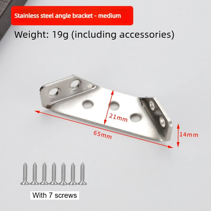 10-Set 90° Stainless Steel Corner Brackets with Screws for Furniture Corner Bracket Set Richie's steel-2.0-10sets