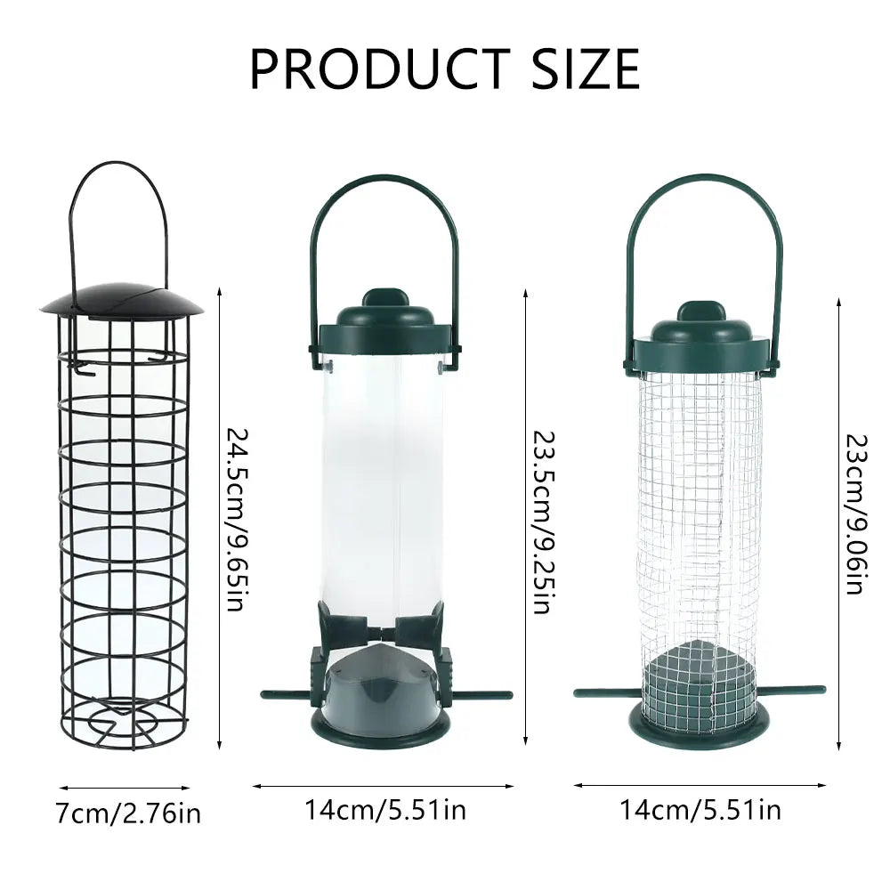 3-Pack Hanging Wild Bird Feeders – Transparent Seed Dispenser Wild Bird Feeder Richie's