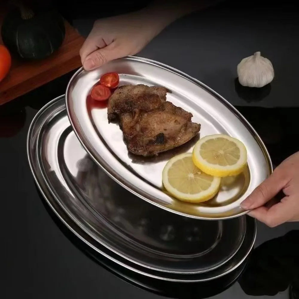 Stainless Steel Oval Fish Plates – BBQ Trays & Steak Dishes Oval Serving Plate Richie's