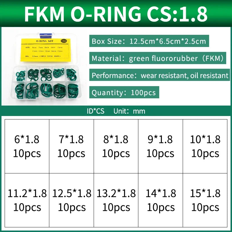 NBR Silicone FKM O-Ring Repair Kit – 1.8mm & 2.65mm Gasket Set O-Ring Repair Kit Richie's 146-FG-BW100S
