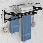 Foldable Aluminum Towel Rack Wall Mount Matte Black Rustproof Wall Towel Rack Richie's