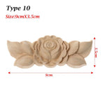 Unpainted Wood Carved Rose Flower Applique Furniture Ornament Wood Carved Applique Richie's type 10-9cmX3.5cm-