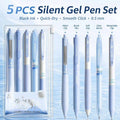 Silent Retractable Gel Pens 5-Pack | 0.5mm Black Ink Click Pens Retractable Gel Pens Richie's black