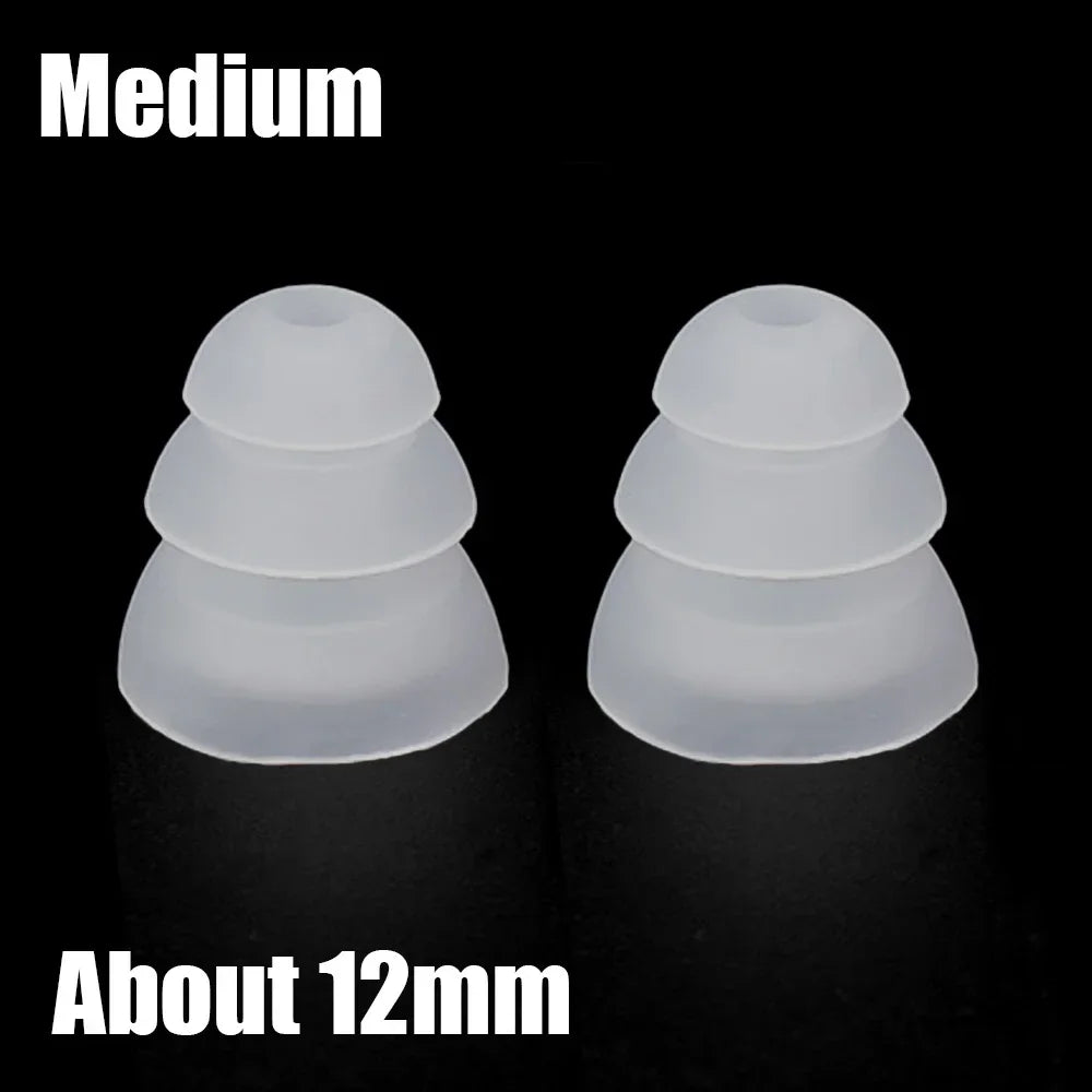 3-Layer Silicone Eartips S/M/L – Anti-Slip Earphone Replacement Caps Earphone Eartips Richie's Medium 1 Pair
