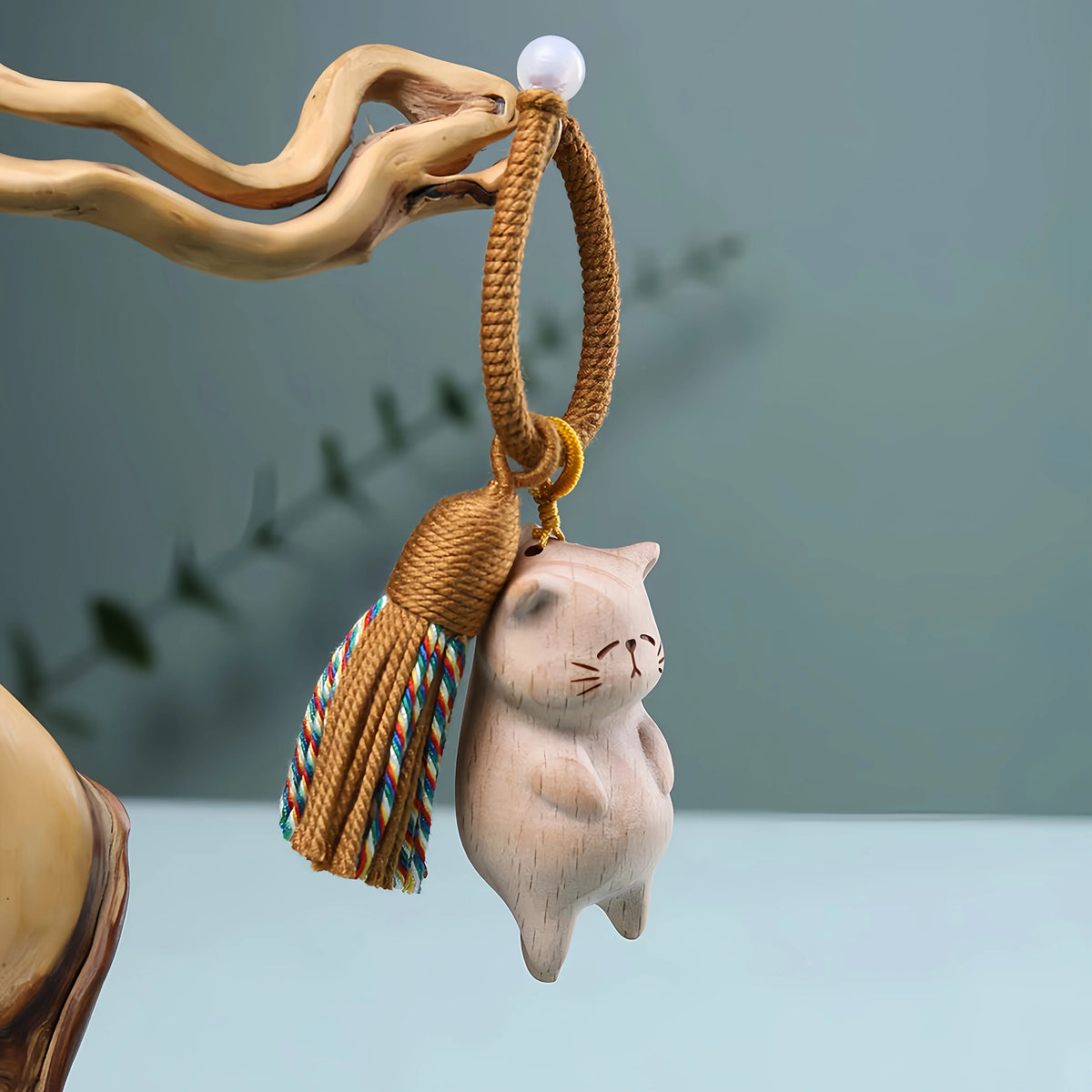 Handcrafted Wooden Lucky Cat Pendant – Bag & Key Charm Wooden Charm Pendant Richie's