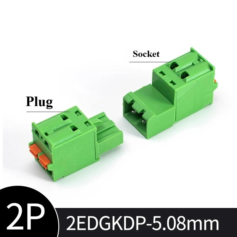 Spring-Press Plug-In Terminal Block 5.08mm 2–24P | 2EDGKD Set Terminal Block Connector Richie's 2P Plug and socket set