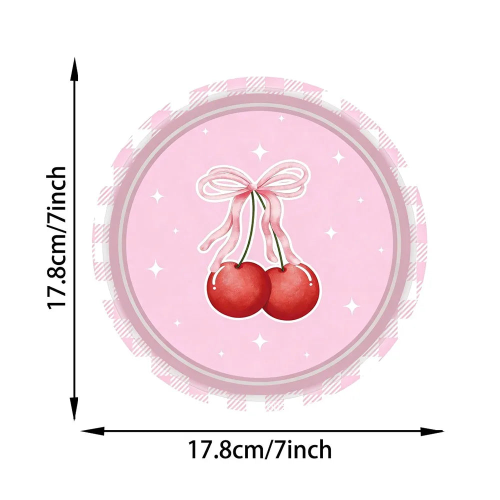 10pcs Pink Cherry Disposable Paper Plates 7 Inch Party Tableware Disposable Paper Plates Richie's Type F