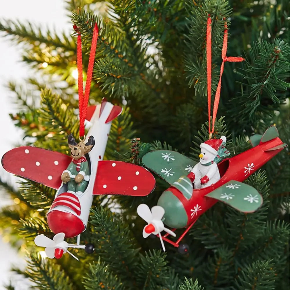 Santa Claus Airplane & Mailbox Christmas Hanging Ornament Christmas Ornament Richie's