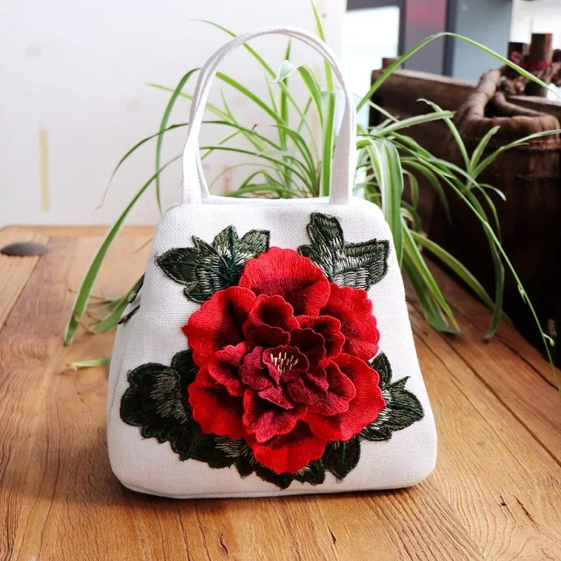 Ethnic Embroidered Floral Canvas Tote Handbag for Women Canvas Tote Handbag Richie's